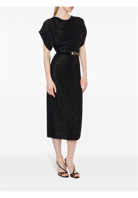 Black sequinned knitted midi dress Philosophy di Lorenzo Serafini - women PHILOSOPHY DI LORENZO SERAFINI | 048457061555